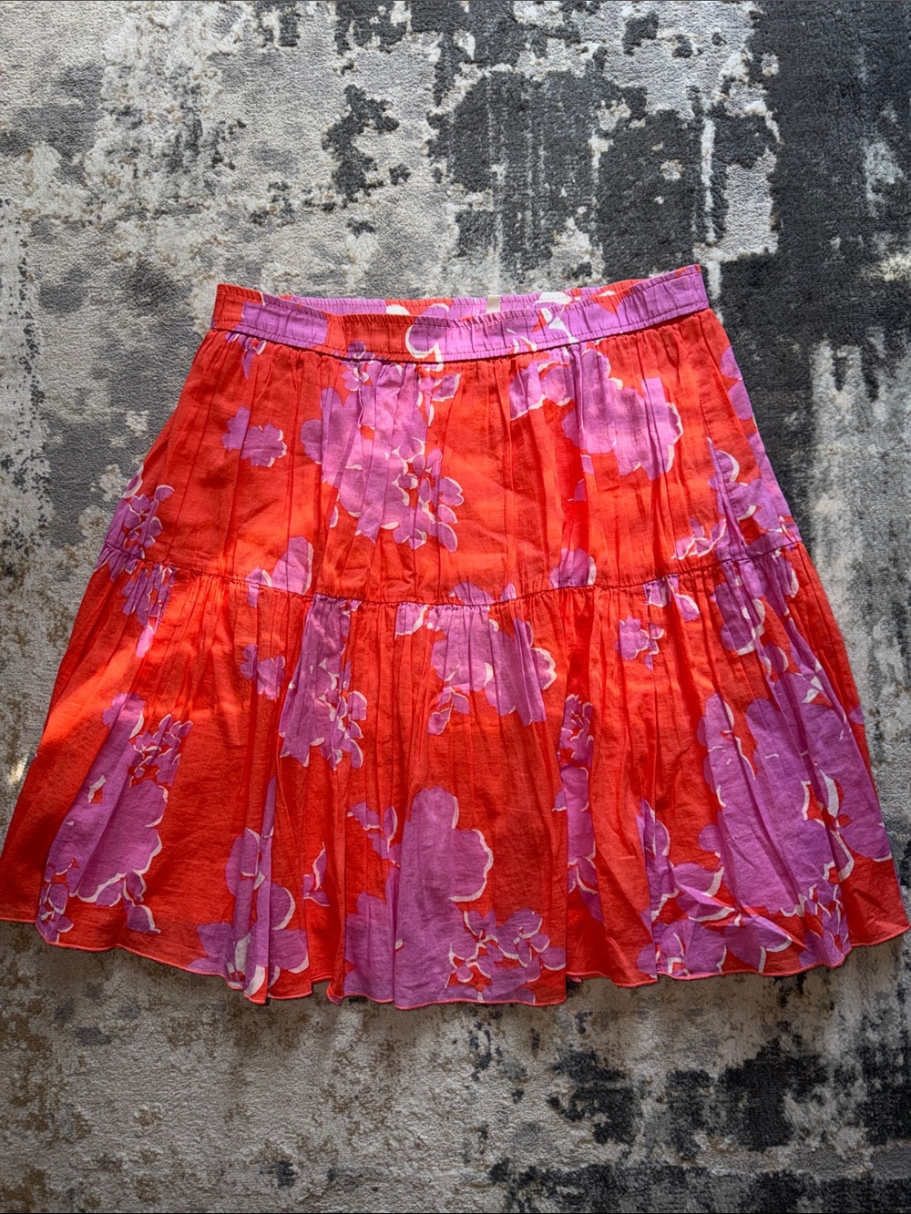 Old Navy Red Skater Skirt with Pink Floral Print